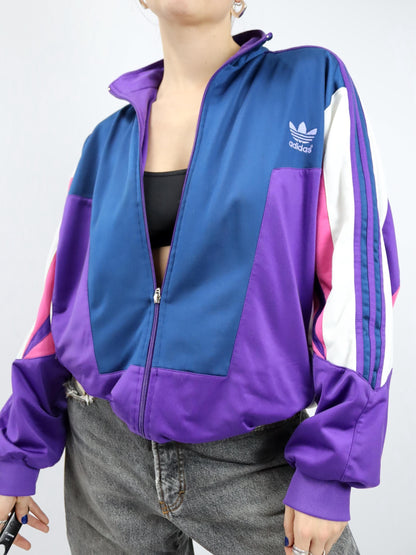 Vintage 80er 90er ADIDAS Trainingsjacke Jacke Stehkragen D8 L/XL