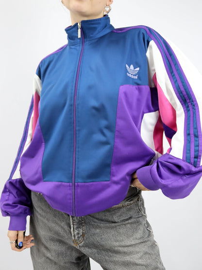 Vintage 80er 90er ADIDAS Trainingsjacke Jacke Stehkragen D8 L/XL