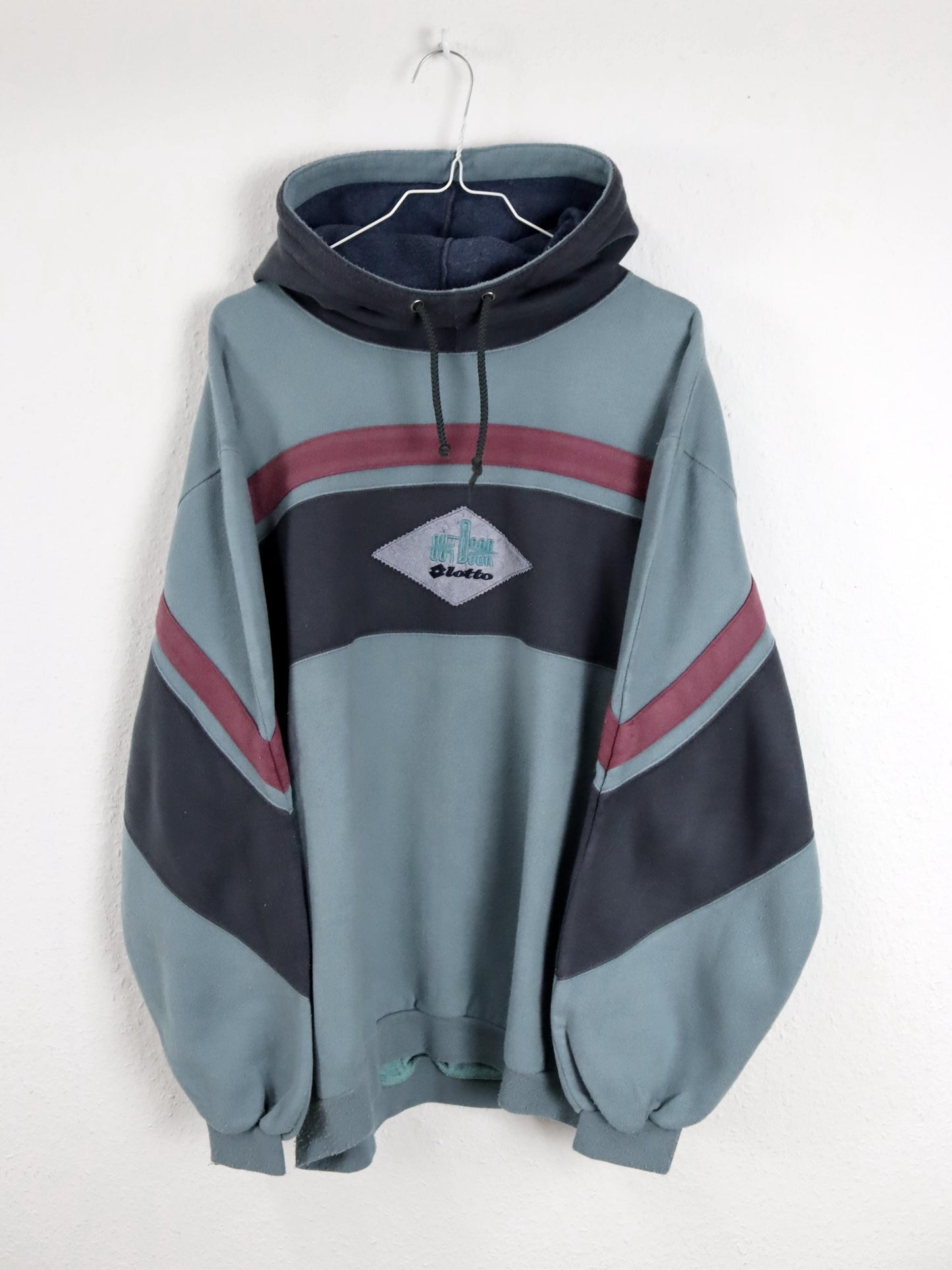Vintage 80s 90s LOTTO Hoodie Pullover Sweatshirt Embroidery L