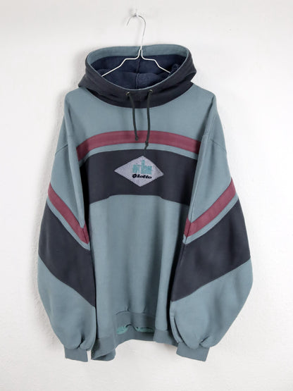 Vintage 80s 90s LOTTO Hoodie Pullover Sweatshirt Embroidery L