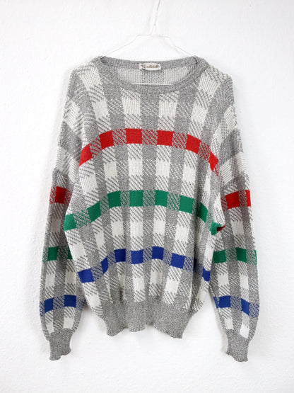 Vintage 80er 90er MICHELLE Strickpullover Pullover gemustert M