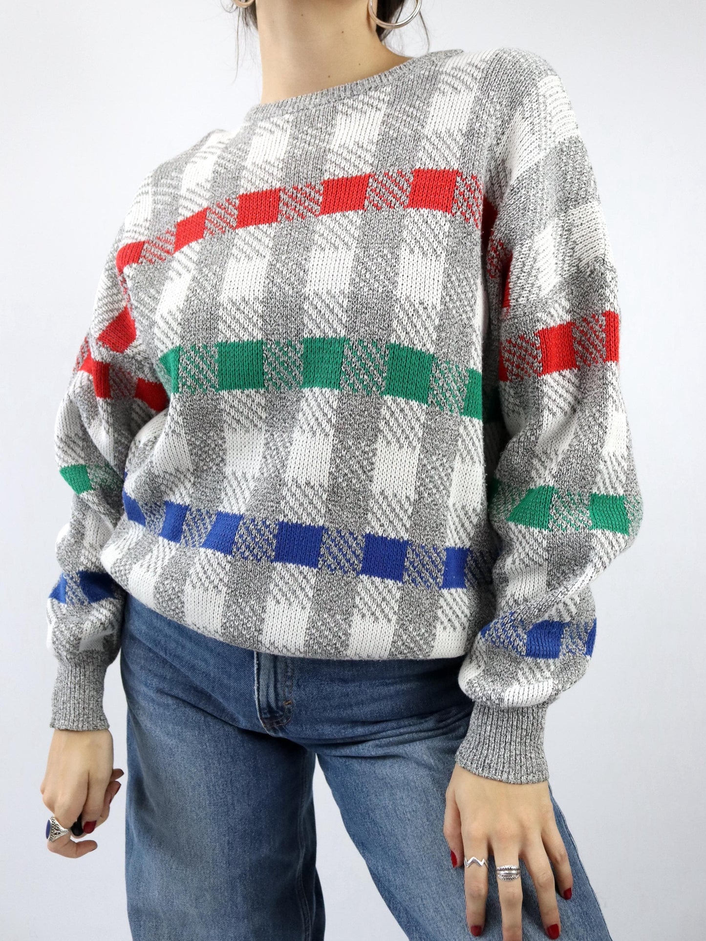 Vintage 80er 90er MICHELLE Strickpullover Pullover gemustert M