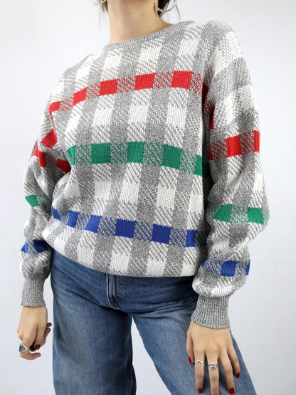 Vintage 80er 90er MICHELLE Strickpullover Pullover gemustert M