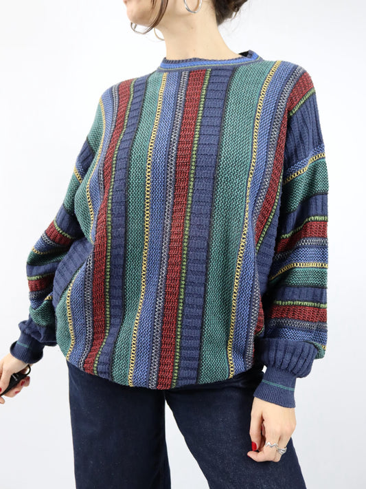 Vintage 80er 90er Pullover Strickpullover gemustert bunt Coogi Style L/XL