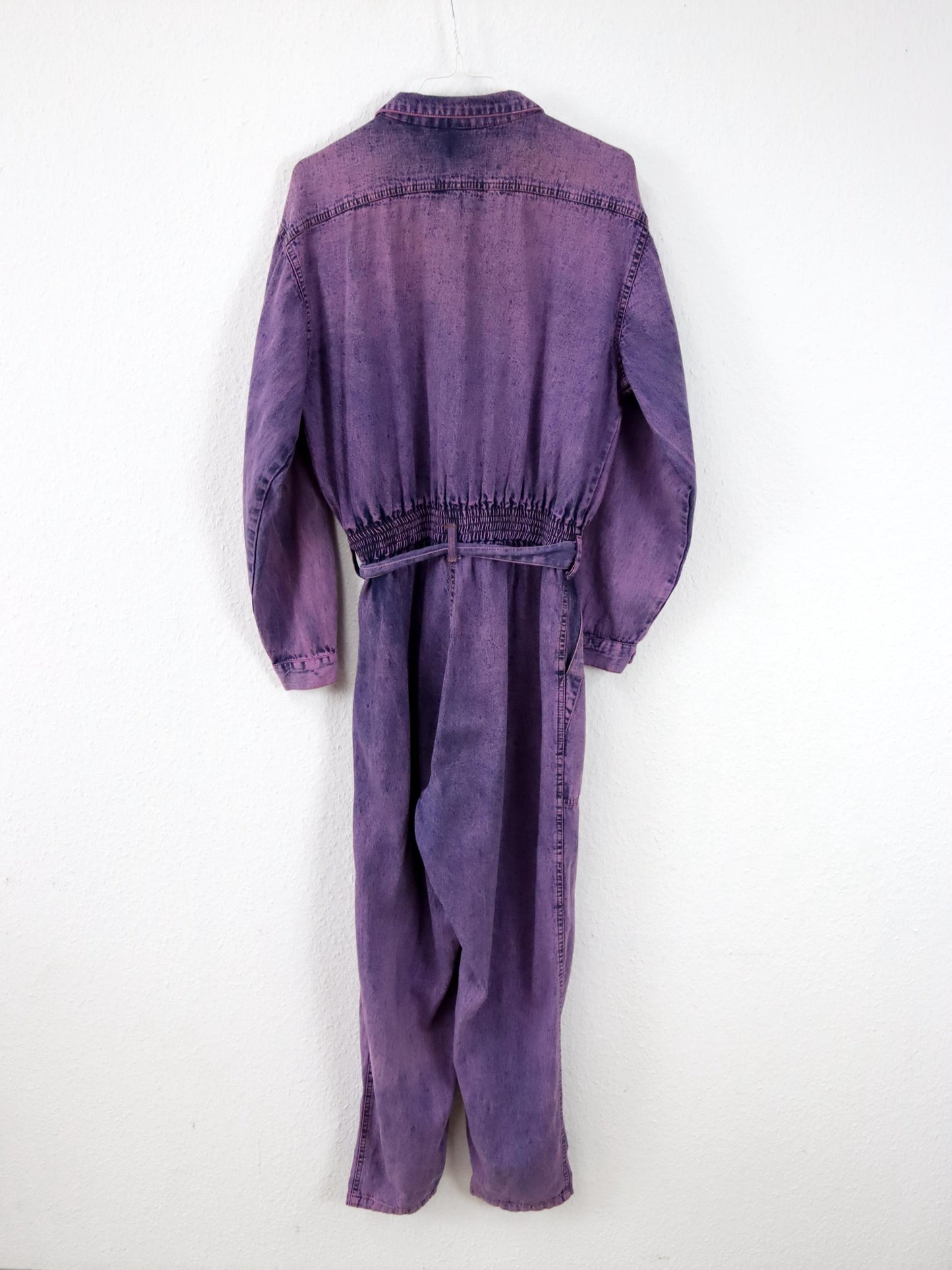Vintage 80er 90er Overall Einteiler Denim Lila Gürtel stonewashed 38/40