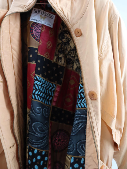 Vintage 80er 90er SORPASSO Mantel Parka leicht gefüttert apriko L