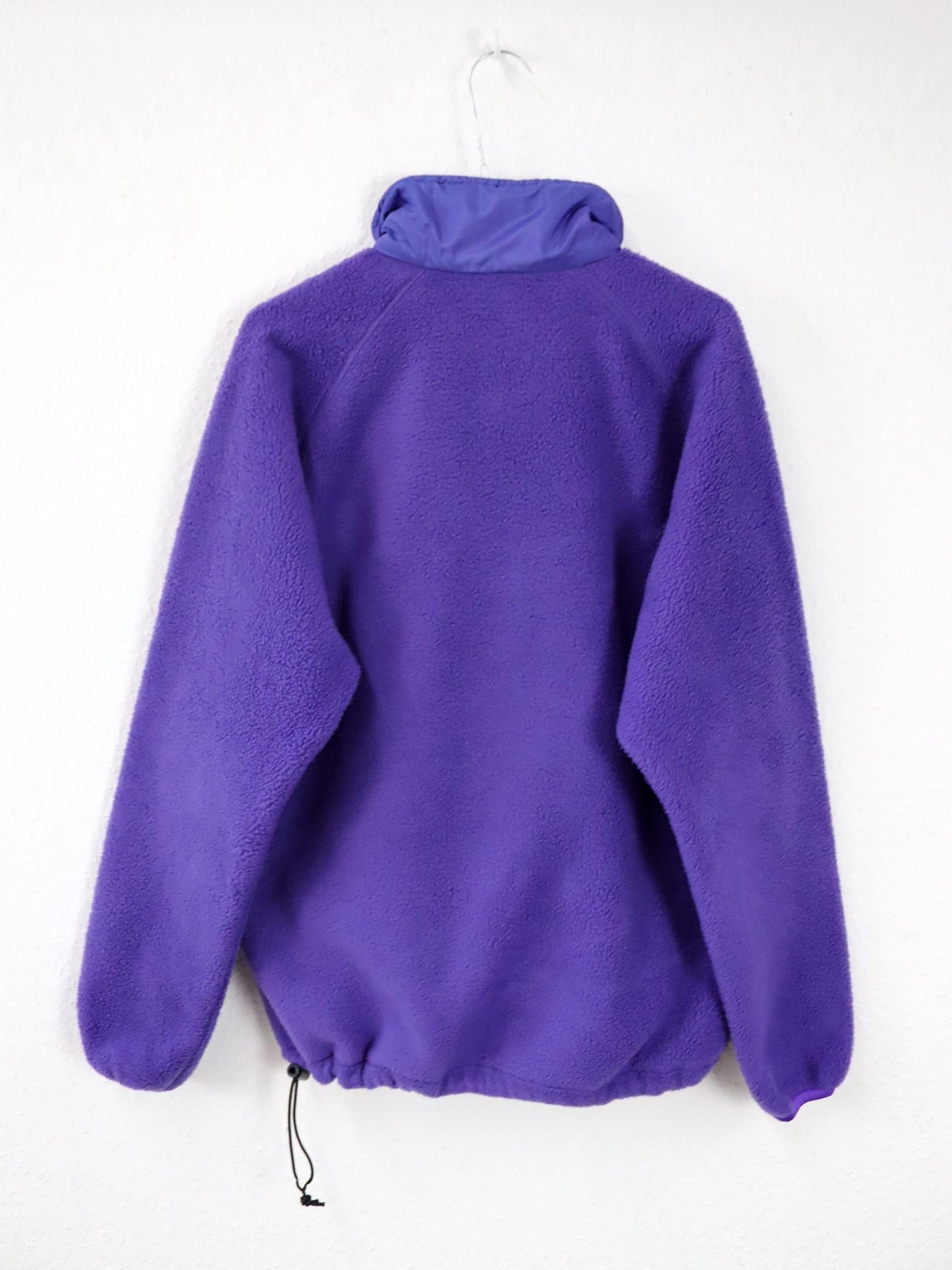 Vintage 80er 90er LOWE Fleecepullover lila Bauchtasche türkis Stehkragen M