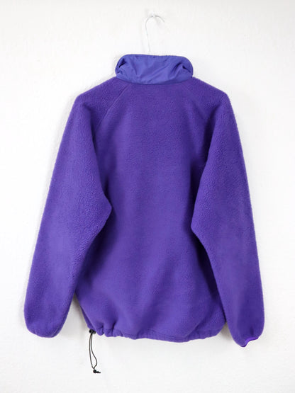 Vintage 80er 90er LOWE Fleecepullover lila Bauchtasche türkis Stehkragen M