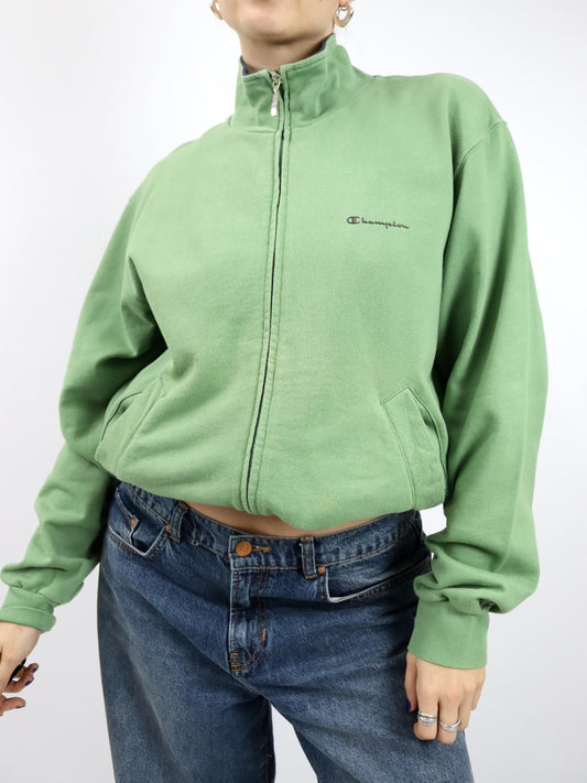 Vintage 90er 00er Y2k CHAMPION Jacke Trainingsjacke Stehkragen grün L