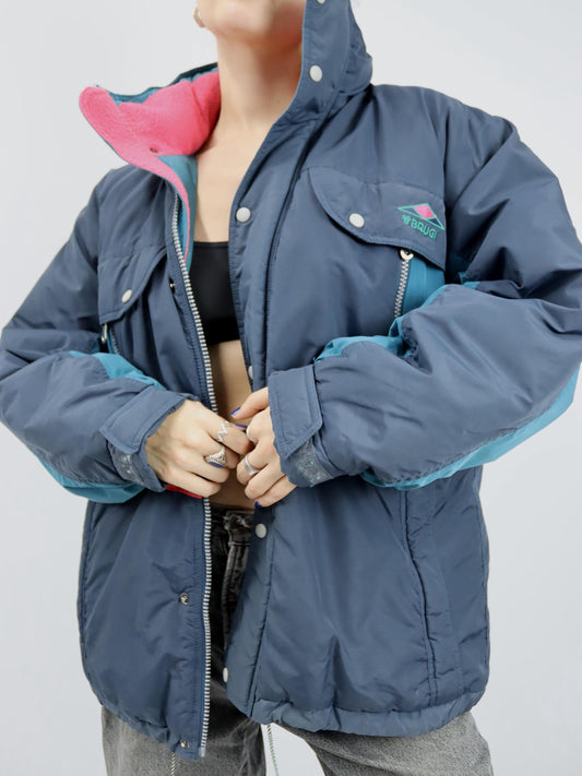 Vintage 80er 90er BRUGI Skijacke Winterjacke gefüttert 54 XXL