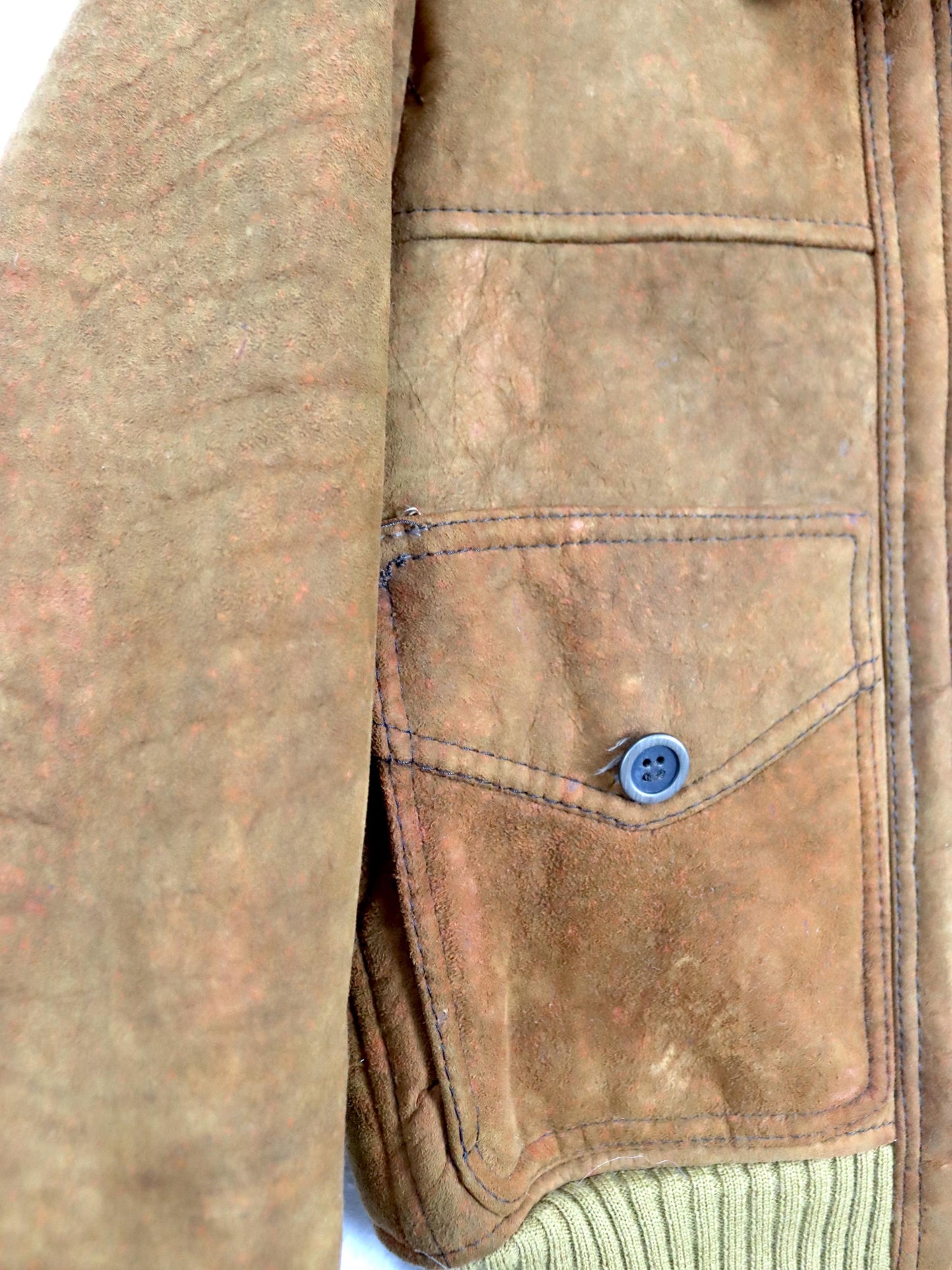 Vintage 70s 80s Suede Leather Jacket Sherling brown lined XS/S