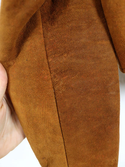 Vintage 70s 80s Suede Leather Jacket Sherling brown lined XS/S