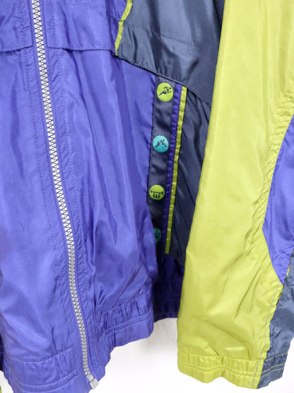 Vintage 80er 90er NIKE Trainingsjacke Jacke Stehkragen Stickerei lila grün doppellagig M