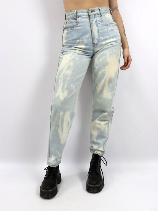 Vintage 80er 90er BLUE LOOK Jeans highways gerades Bein reworked Batik 38