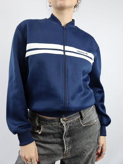 Vintage 80s 90s ADIDAS Track Jacket dark blue white D6 M