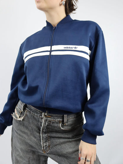 Vintage 80s 90s ADIDAS Track Jacket dark blue white D6 M