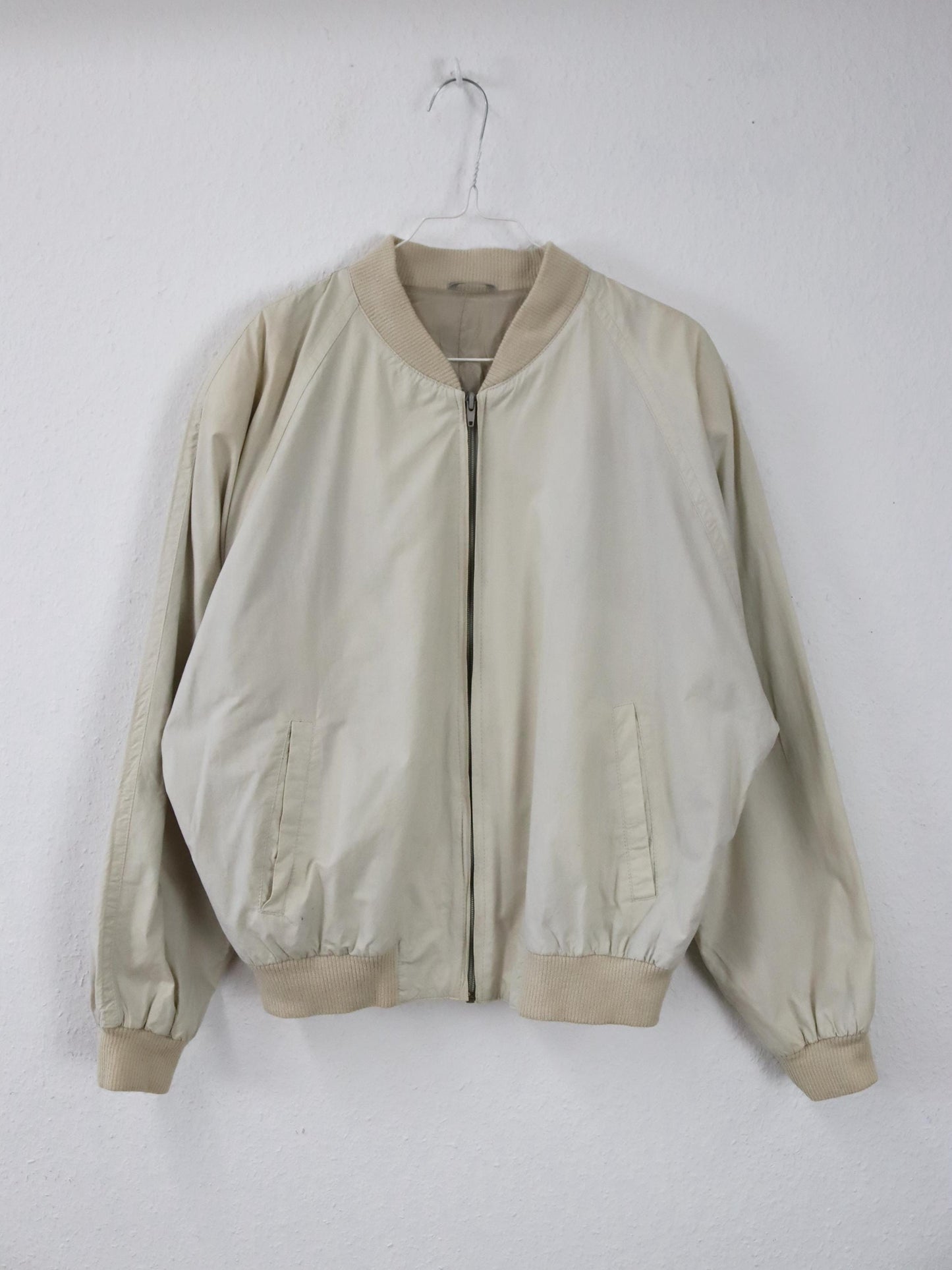 Vintage 80er 90er Bomberjacke leichte Jacke Blouson cremeweiß beige M