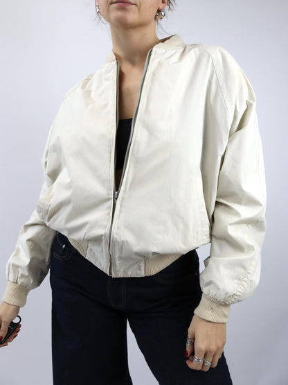 Vintage 80er 90er Bomberjacke leichte Jacke Blouson cremeweiß beige M