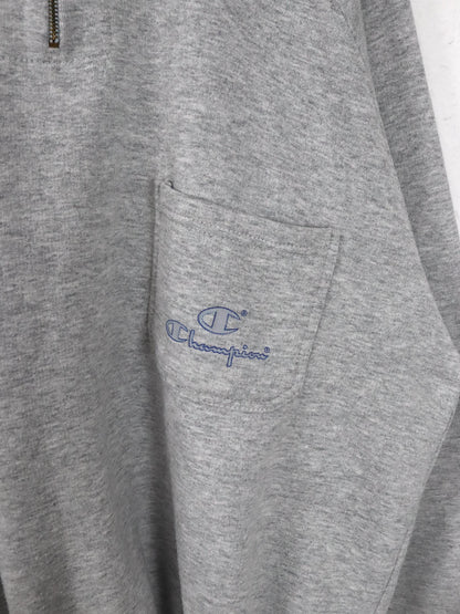 Vintage 80er 90er CHAMPION Sweatshirt Pullover Reißverschluss grau XL