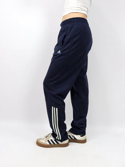 Vintage 90er 00er Y2k ADIDAS Trainingshose Jogginghose dunkelblau beige D6 M