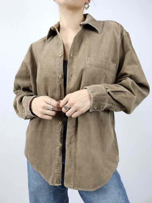 Vintage 80er 90er STORE JEANS Cordhemd langarm beige L