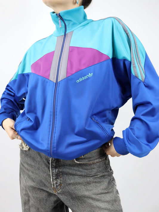 Vintage 80er 90er ADIDAS Firebird Trainingsjacke Stehkragen D5 38/40