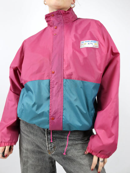 Vintage 80er 90er SIMIANI Regenjacke windbreaker doppellagig L