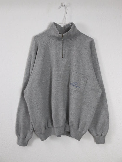 Vintage 80er 90er CHAMPION Sweatshirt Pullover Reißverschluss grau XL