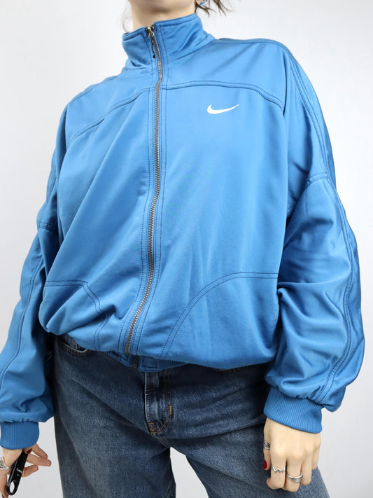 Vintage 80er 90er NIKE Trainingsjacke Jacke Stehkragen blau L