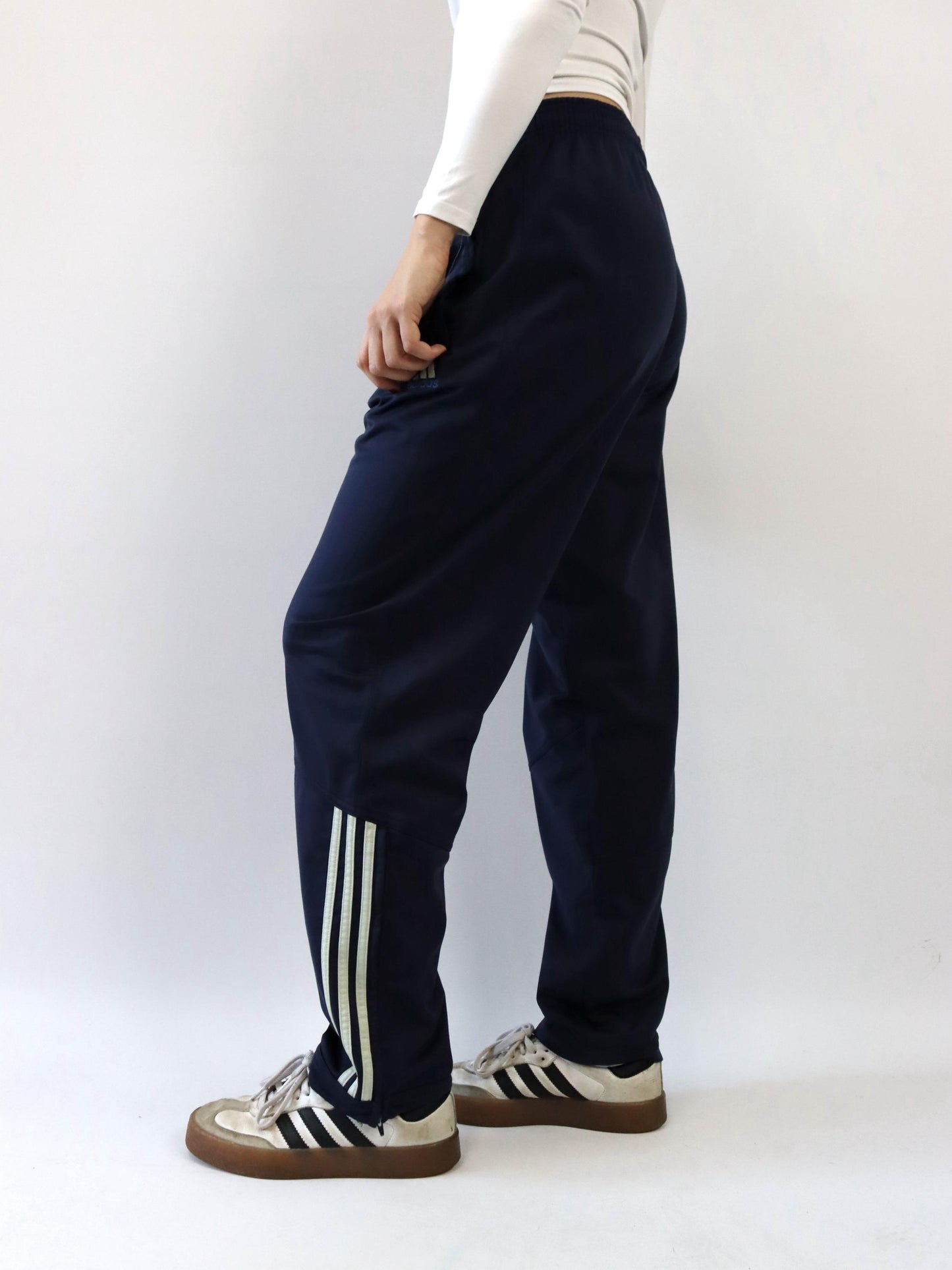Vintage 90s 00s Y2k ADIDAS Tracksuit Bottoms Jogging Bottoms dark blue beige D6 M