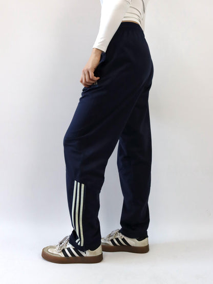 Vintage 90s 00s Y2k ADIDAS Tracksuit Bottoms Jogging Bottoms dark blue beige D6 M