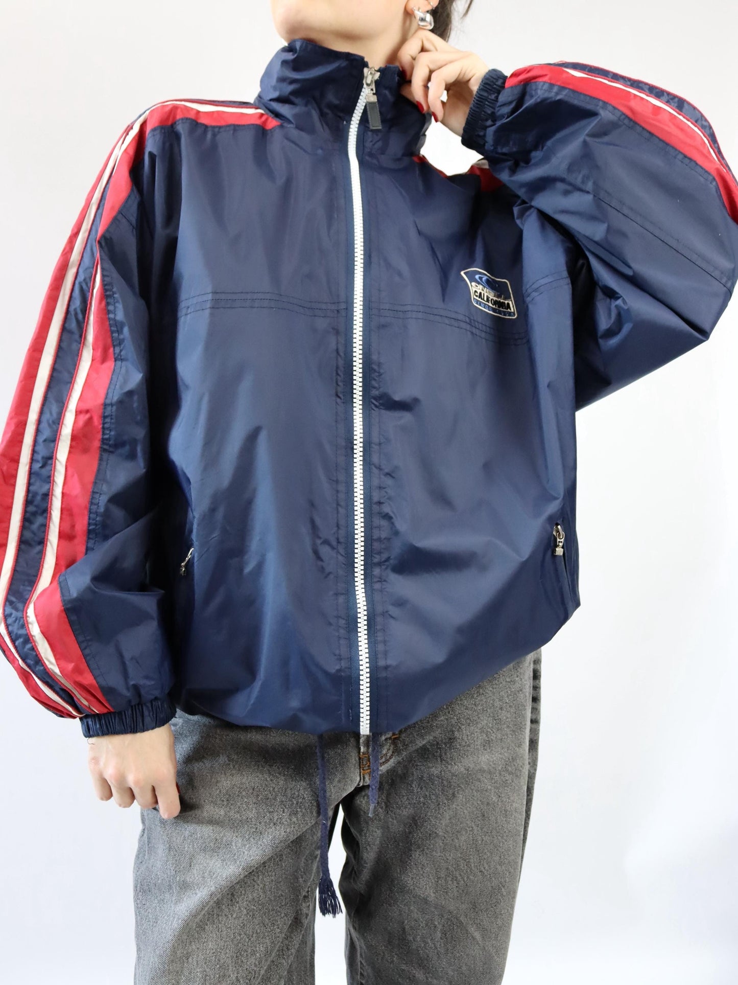 Vintage 90er 00er ONEILL Regenjacke Windbreaker rot dunkelblau XXL