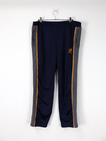 Vintage 80s 90s LOTTO Tracksuit Bottoms Dark Blue Yellow Grey 48 S/M