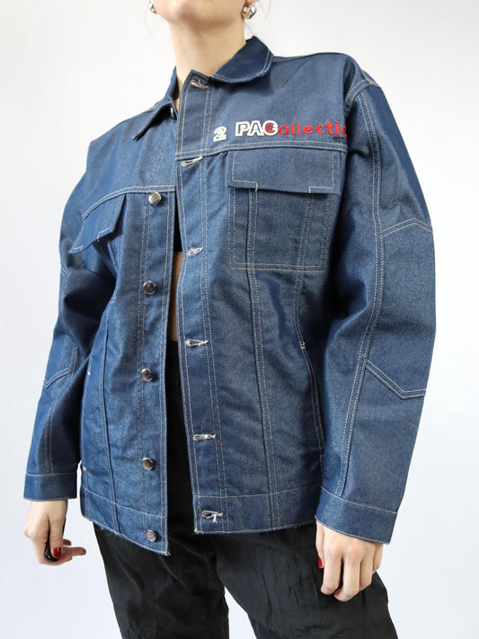 Vintage 90er 00er Y2k 2PAC the Collection by J.C. Design Jeansjacke indigo metal deadstock S