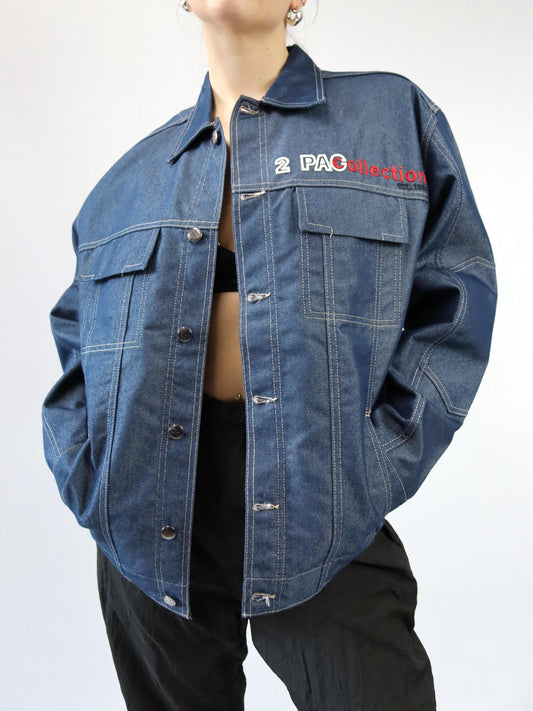 Vintage 90er 00er Y2k 2PAC the Collection by J.C. Design Jeansjacke indigo metal deadstock S