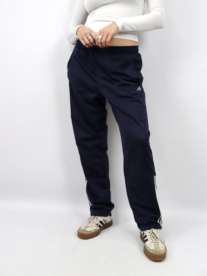 Vintage 90er 00er Y2k ADIDAS Trainingshose Jogginghose dunkelblau beige D6 M