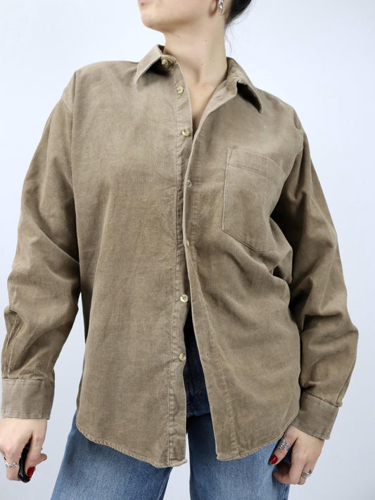 Vintage 80er 90er STORE JEANS Cordhemd langarm beige L