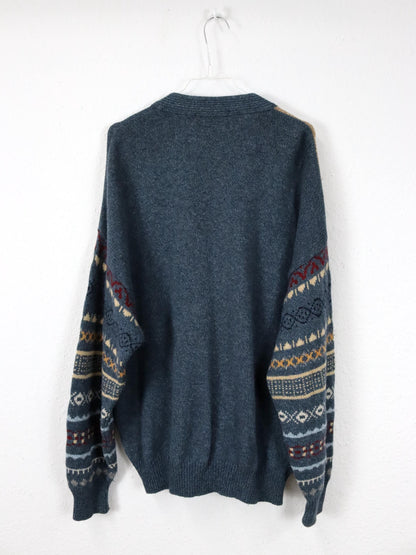Vintage 80er 90er BLASTER Wollcardigan Cardigan Wolle Angora gemustert 50 L