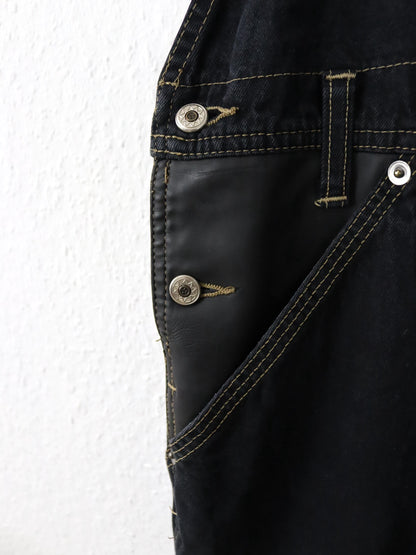 Vintage 80s 90s SURVIVAL ZONE Overalls Straight Leg Denim Black M/L