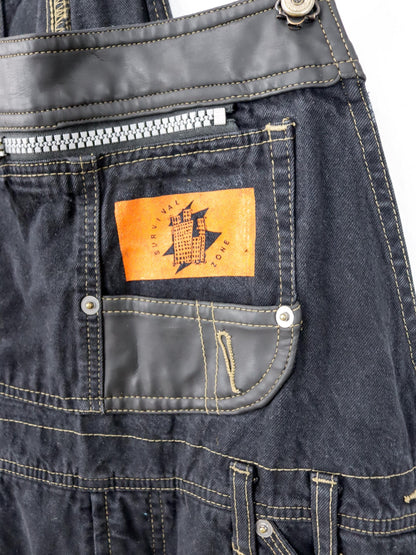 Vintage 80s 90s SURVIVAL ZONE Overalls Straight Leg Denim Black M/L