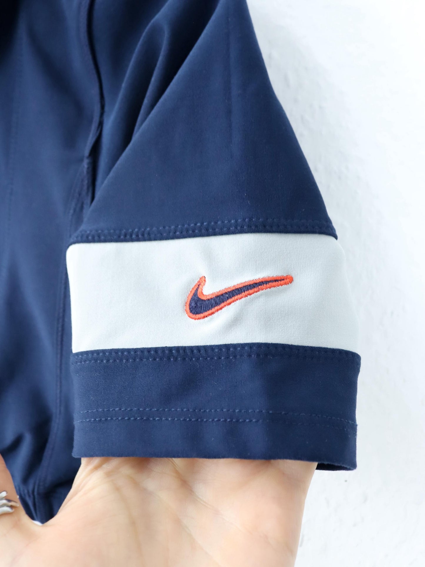 Vintage 80er 90er NIKE Crop Top kurzarm Sport Top dunkelblau M