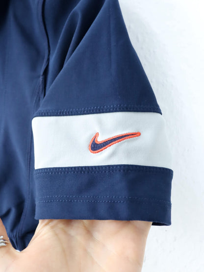 Vintage 80er 90er NIKE Crop Top kurzarm Sport Top dunkelblau M