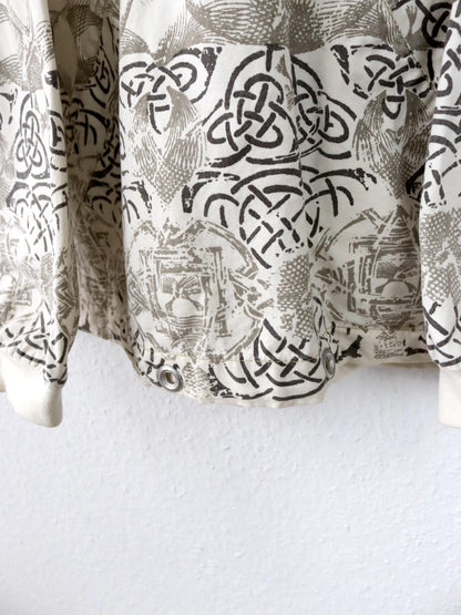 Vintage 80er 90er SCOTCH & SODA Jeansjacke Überziehjacke crazy pattern beige grau XL