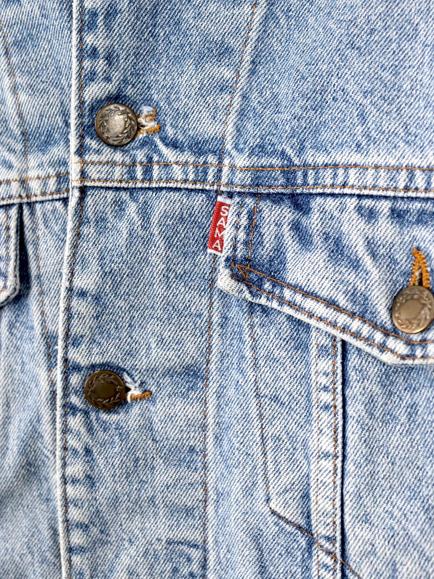 Vintage 80er 90er SAMA Jeansjacke Jacke Denim hellblau S