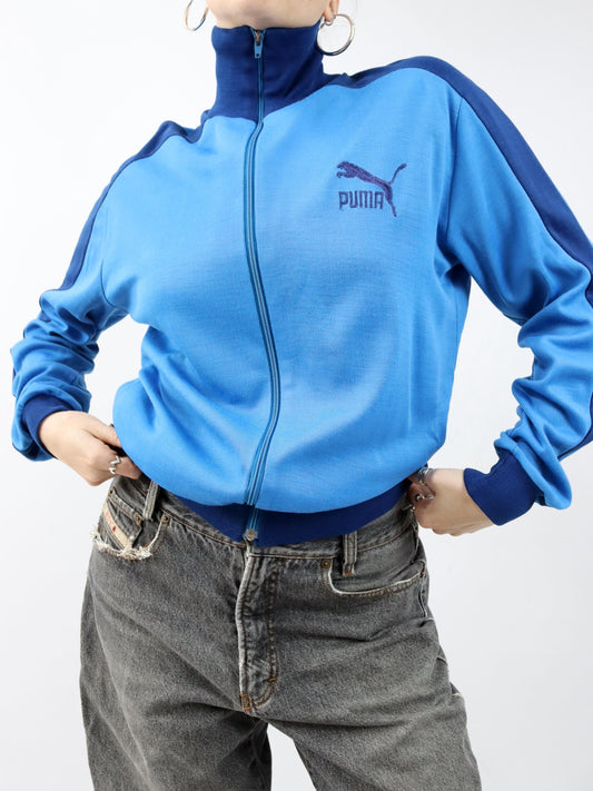 Vintage 80er 90er PUMA Trainingsjacke Jacke Stehkragen blau 54 XL