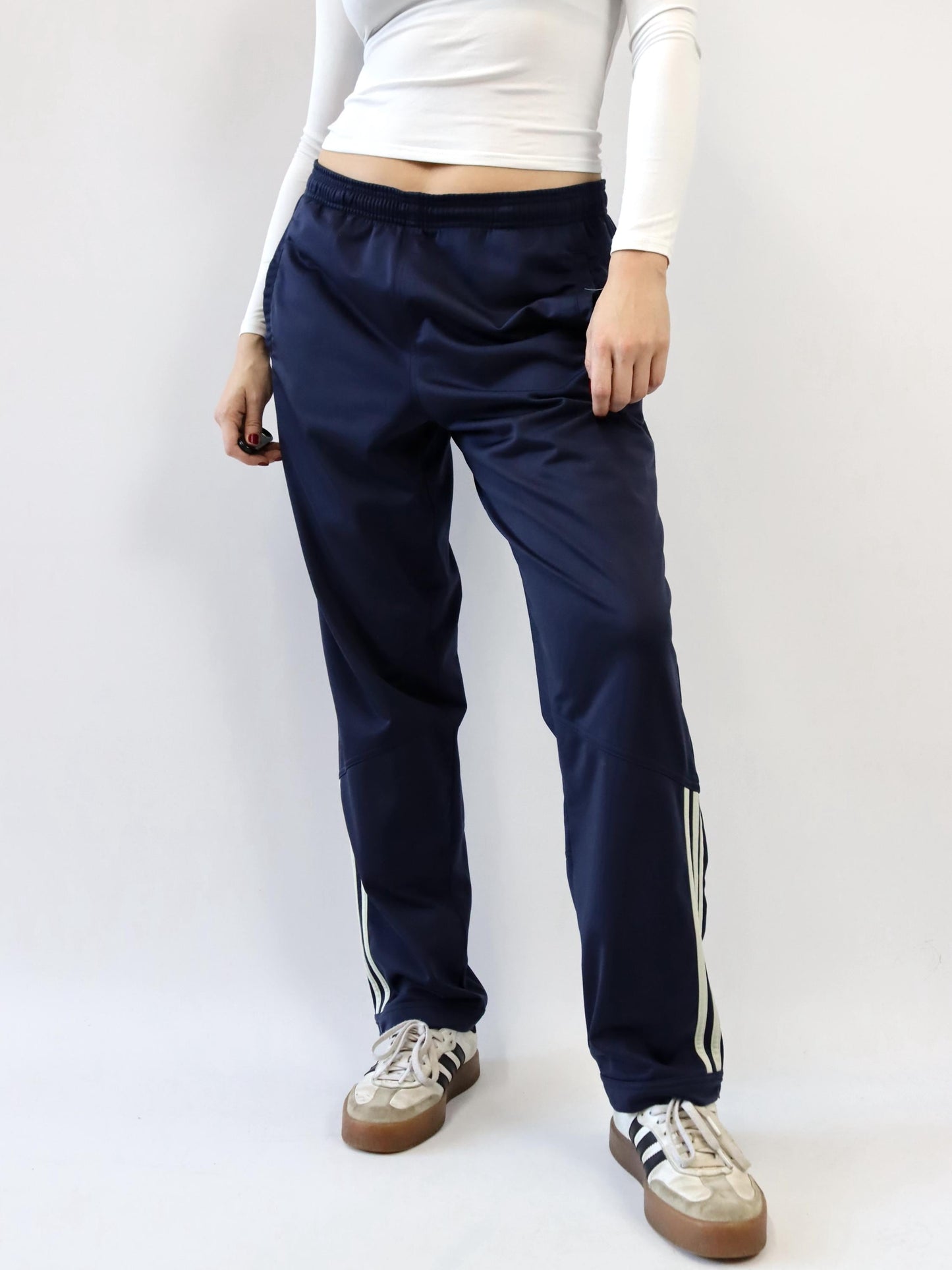Vintage 90s 00s Y2k ADIDAS Tracksuit Bottoms Jogging Bottoms dark blue beige D6 M