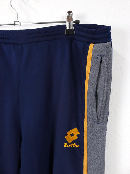 Vintage 80s 90s LOTTO Tracksuit Bottoms Dark Blue Yellow Grey 48 S/M