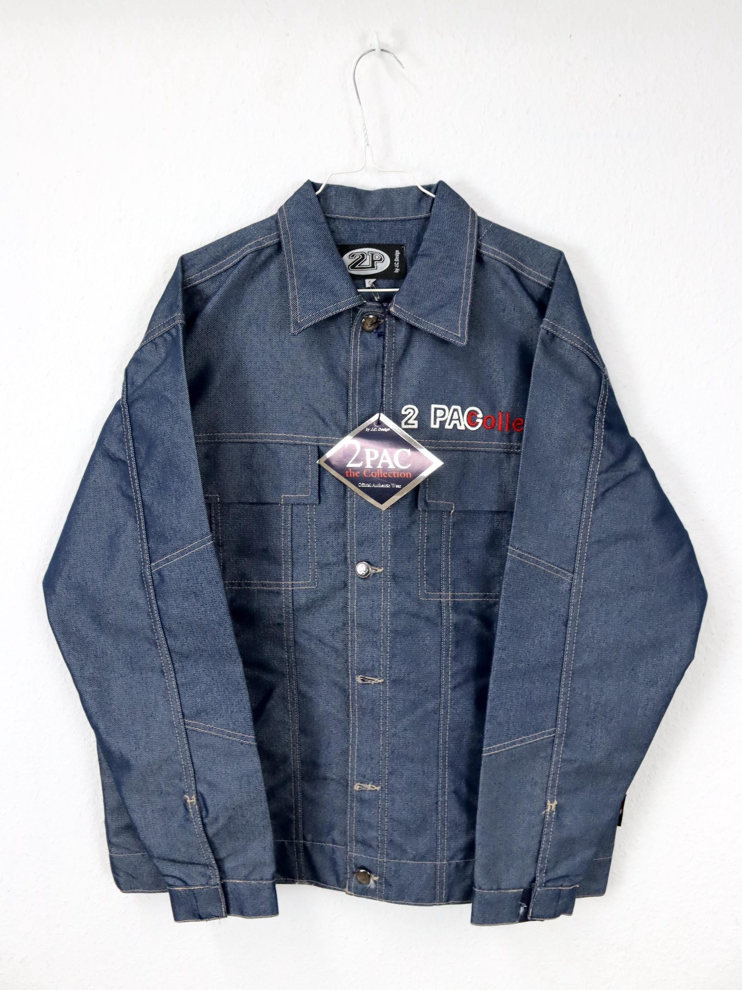 Vintage 90er 00er Y2k 2PAC the Collection by J.C. Design Jeansjacke indigo metal deadstock S