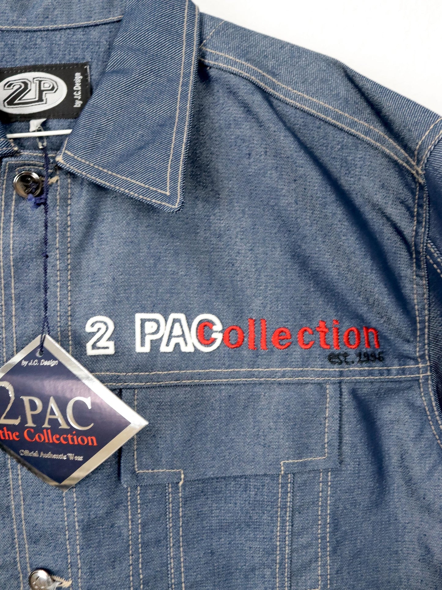 Vintage 90er 00er Y2k 2PAC the Collection by J.C. Design Jeansjacke indigo metal deadstock S