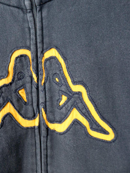 Vintage 80er 90er KAPPA Sweatjacke Jacke Stehkragen gelb schwarz L
